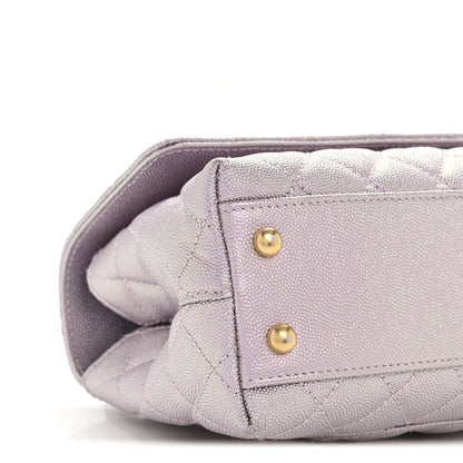Metallic Caviar Quilted Mini Coco Handle Flap Light Pink