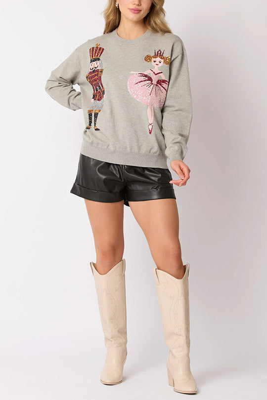 Sudadera casual de moda con lentejuelas de soldado navideño