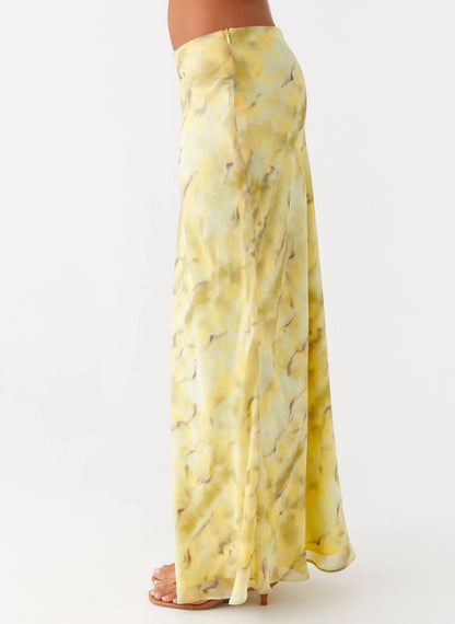Kylo Low Rise Maxi Skirt - Yellow Tie Dye