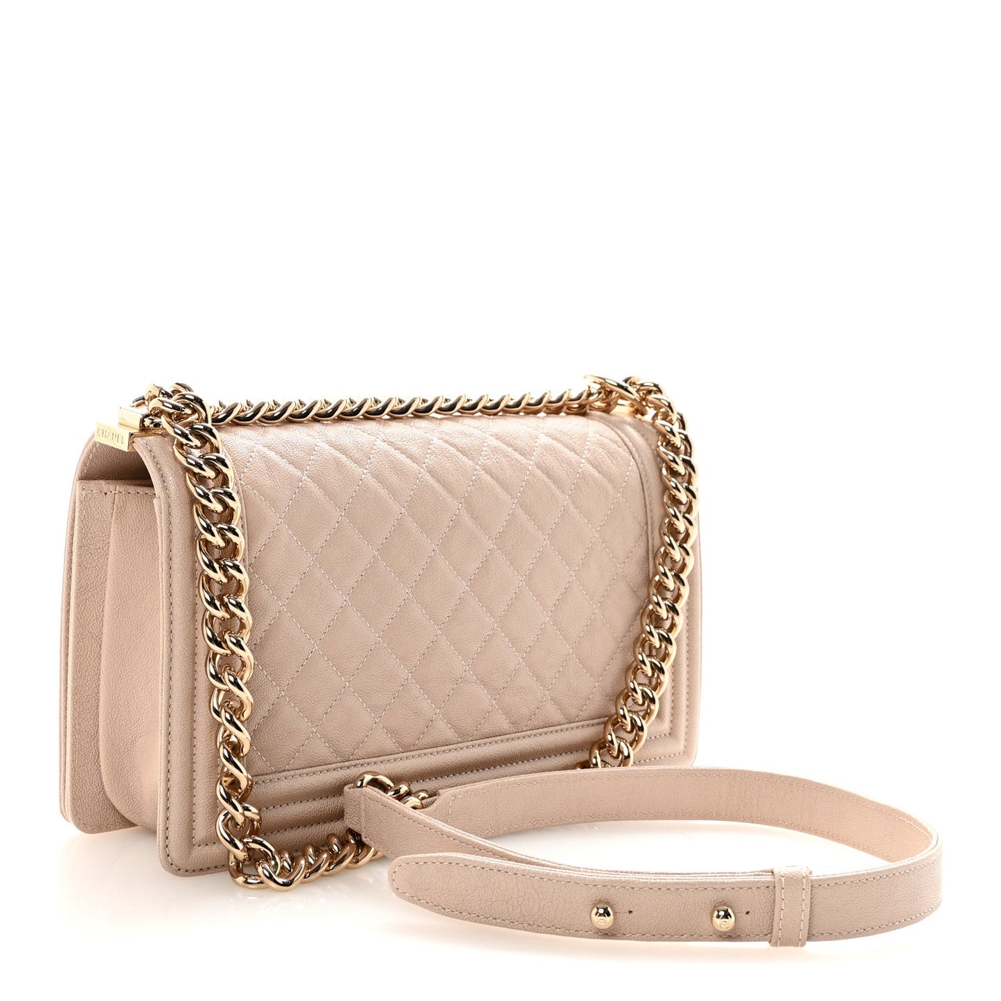 Caviar Quilted Medium Boy Flap Beige