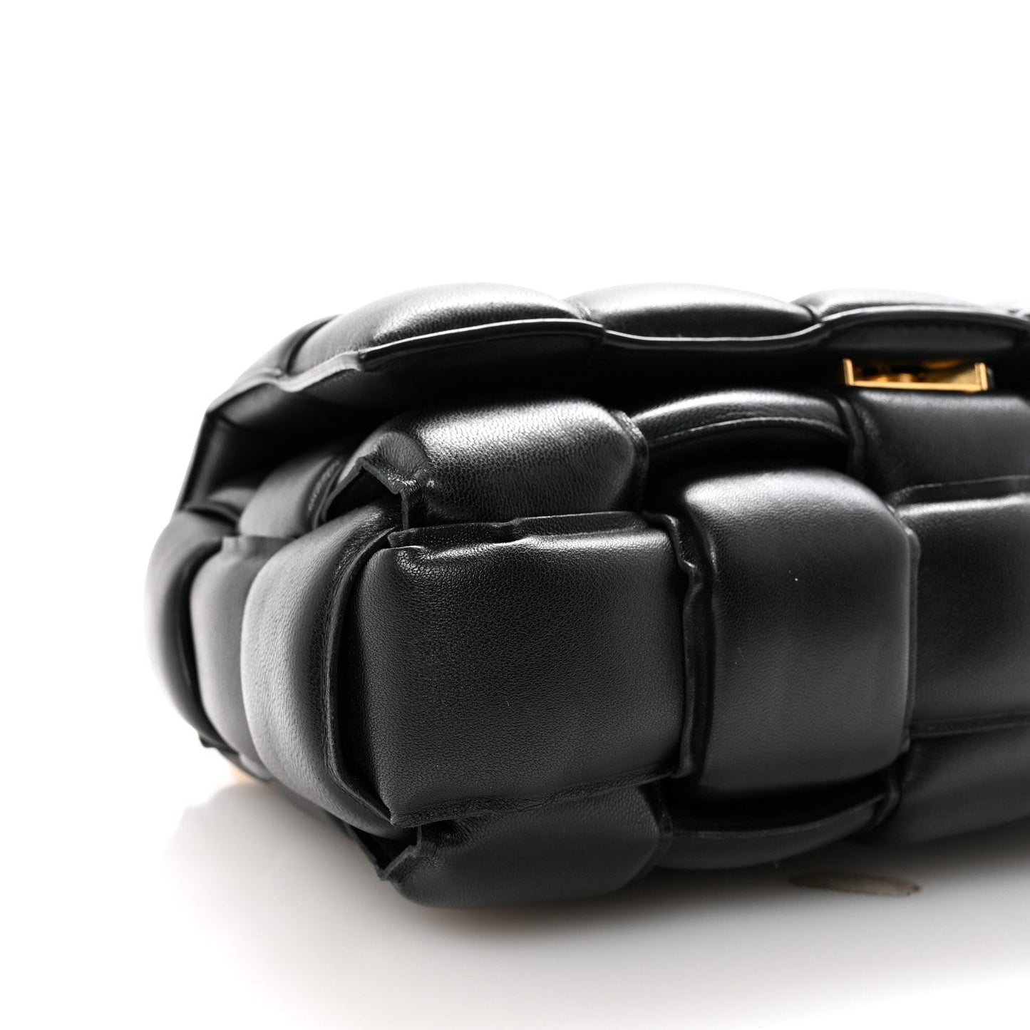 Lambskin Maxi Intreccio Padded Chain Cassette Crossbody Bag Black
