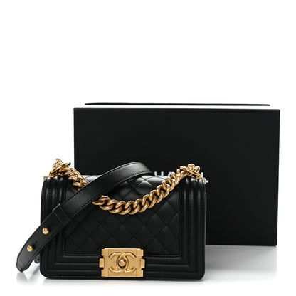 Caviar Quilted Small Boy Flap Black