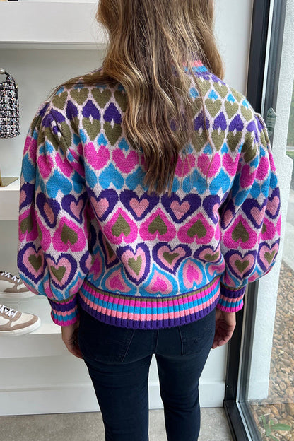 SUÉTER DE CORAZÓN AZUL/ROSA