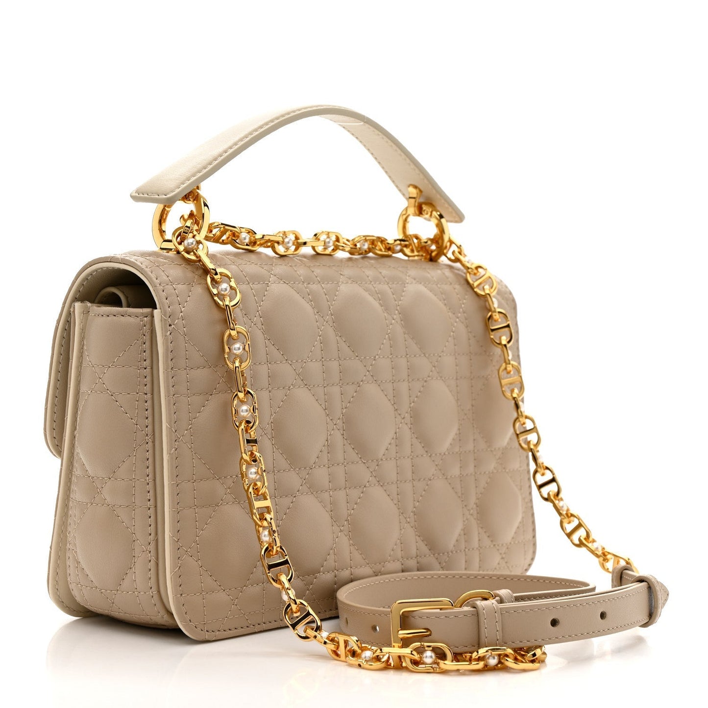 Lambskin Cannage Small Jolie Top Handle Bag Powder Beige Latte