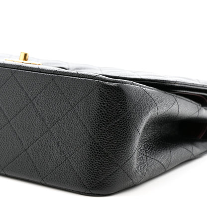 Caviar Quilted Jumbo Double Flap Black