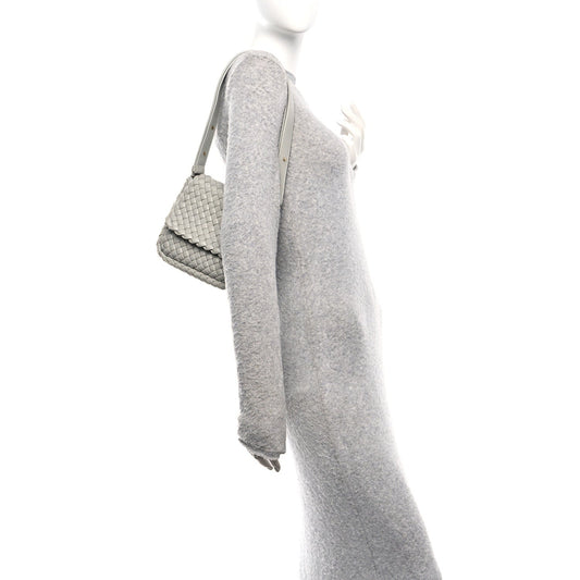 Nappa Intrecciato Small Cobble Shoulder Bag Agate Grey