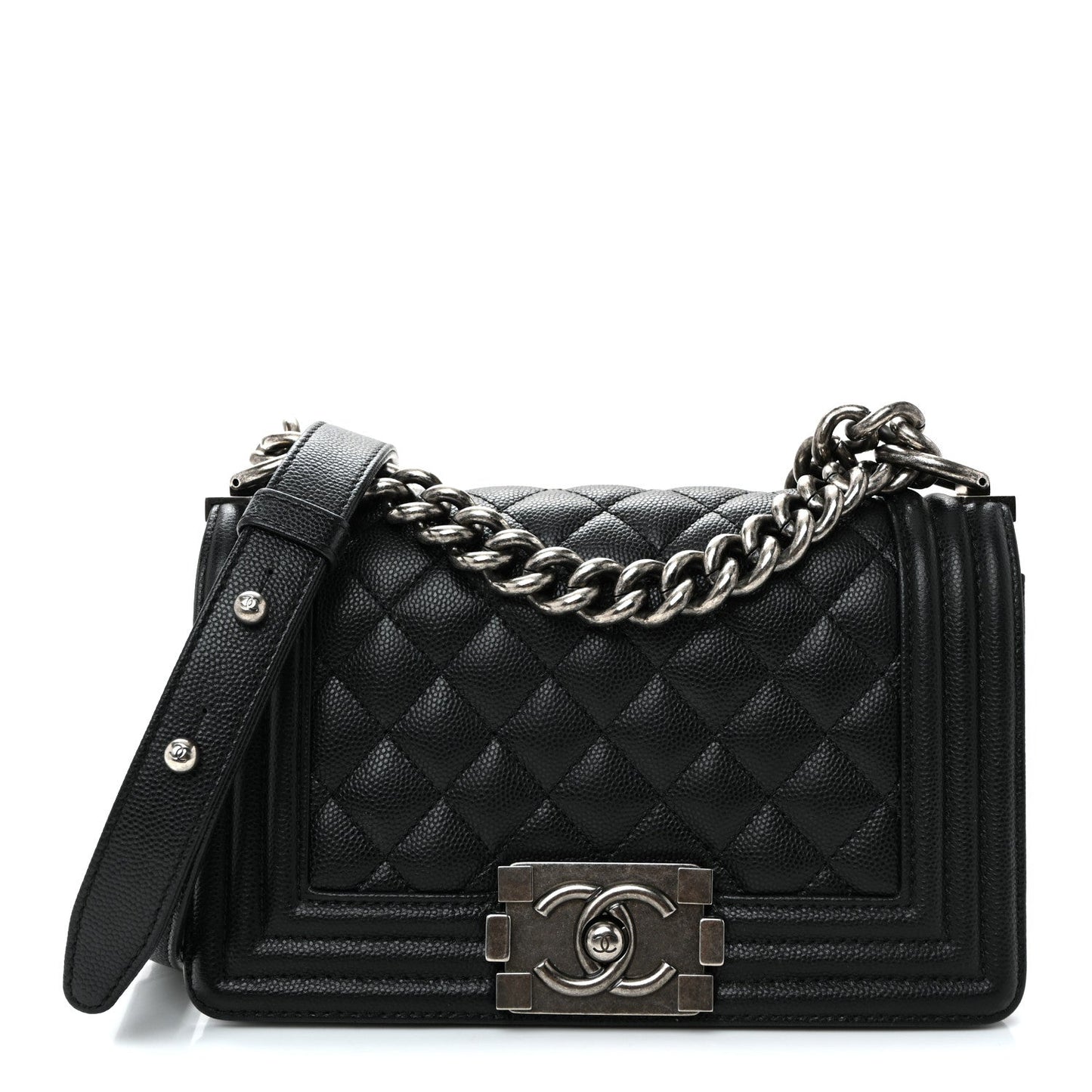 Caviar Quilted Small Boy Flap Black