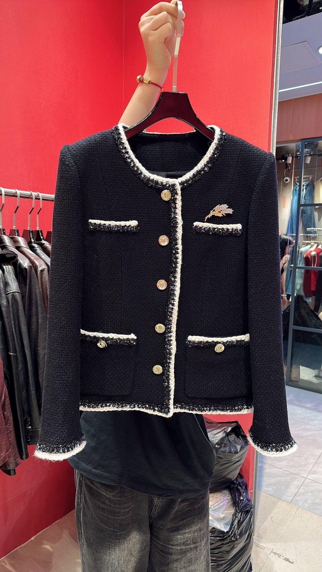 CC 25SS Classic Fragrance Style Jacket Black Wool