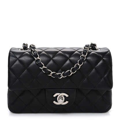 Lambskin Quilted Mini Rectangular Flap Black