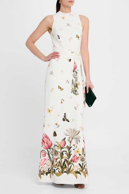 Vestido largo sin mangas con estampado de mariposas de Moira 