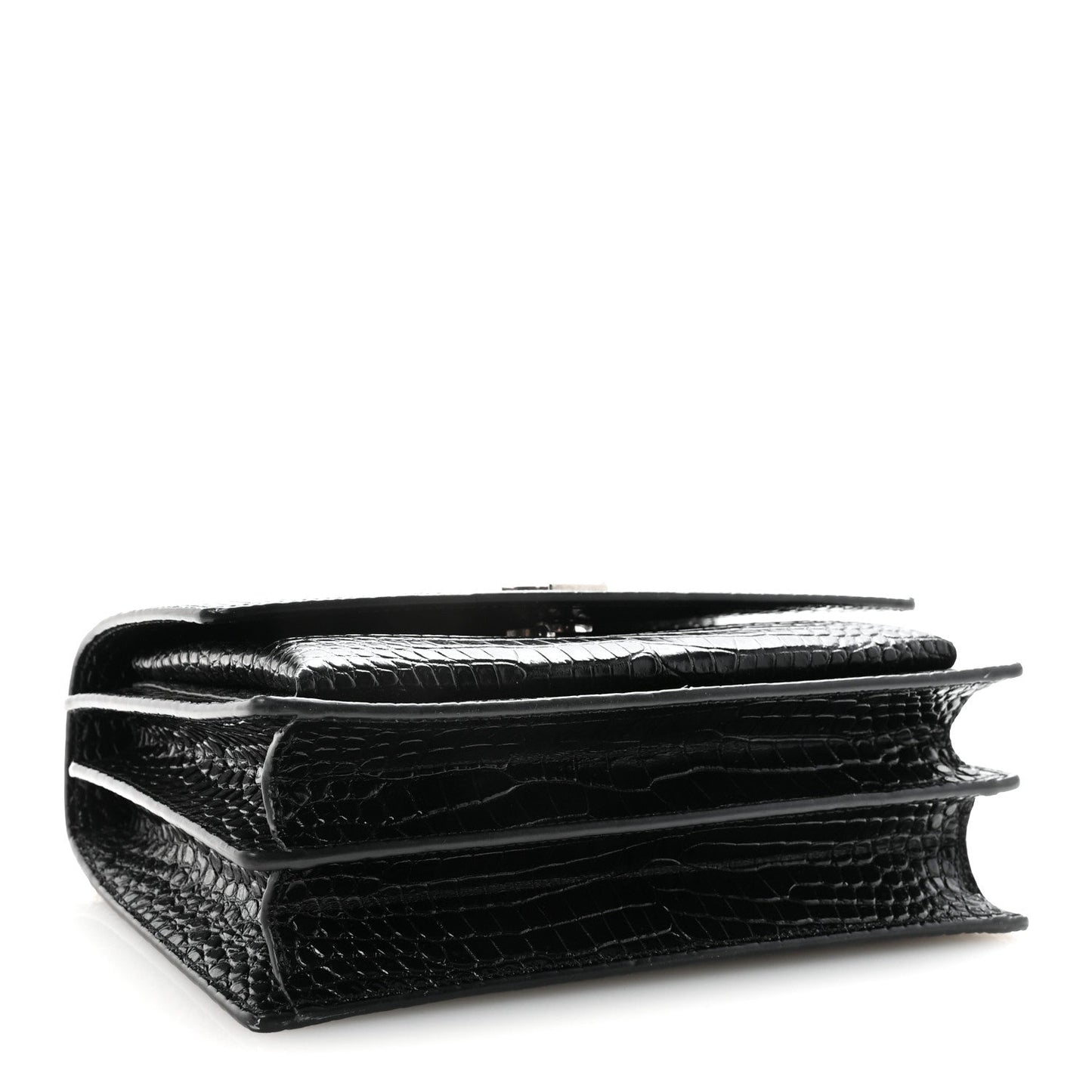 Calfskin Crocodile Embossed Medium Monogram Sunset Black