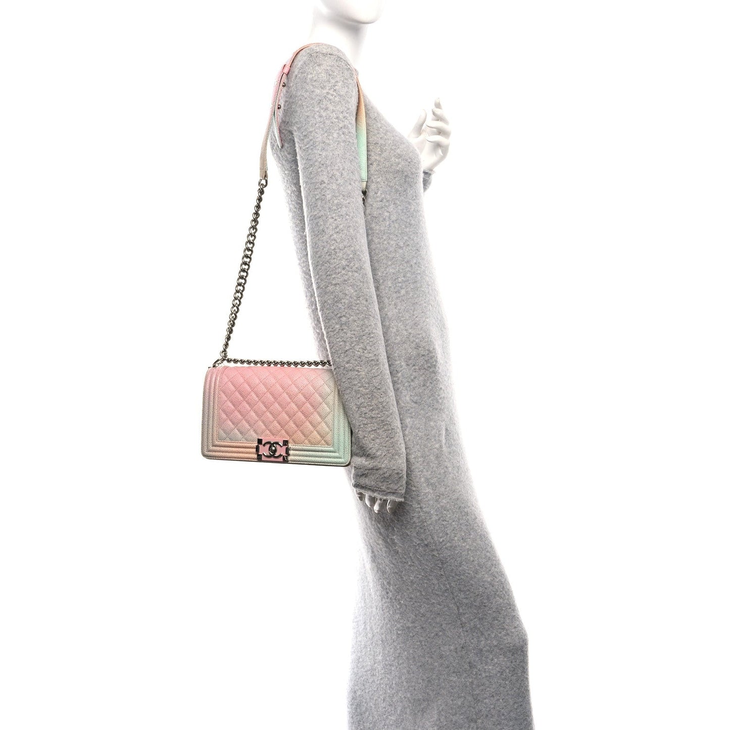 Caviar Quilted Medium Cuba Rainbow Boy Flap Pink Multicolor