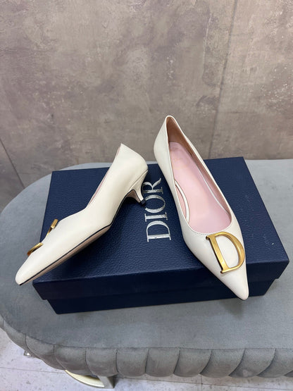CD 26 High-Heeled 40 Pumps White Cowhide 594575