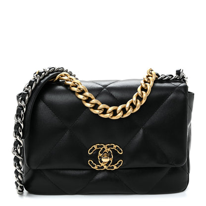 Lambskin Quilted Medium Chanel 19 Flap Black
