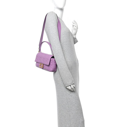 Nappa FF 1974 Embossed Baguette Agapanto