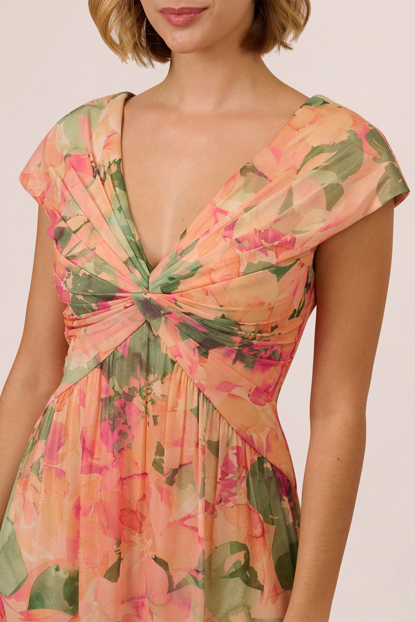 Vestido largo con mangas cortas y estampado floral Angela 
