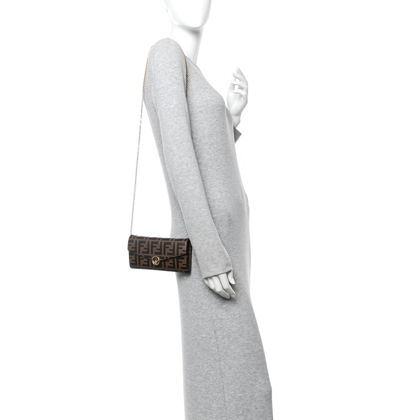 Vitello Soft F is Fendi Bi-Color FF 1974 Embossed Continental Envelope Wallet On Chain Maya Black