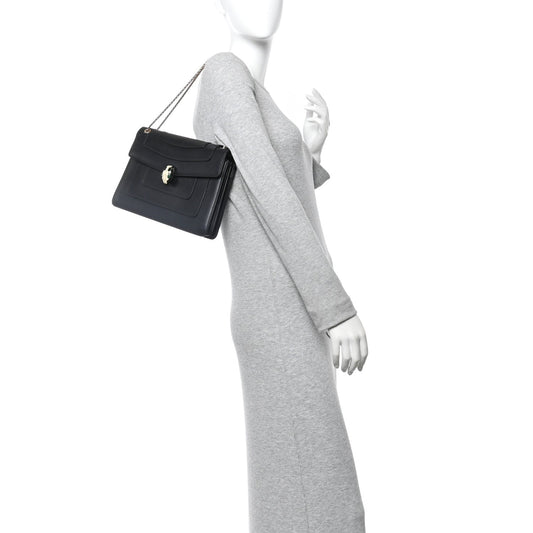 Calfskin Serpenti Forever Crossbody Bag Black