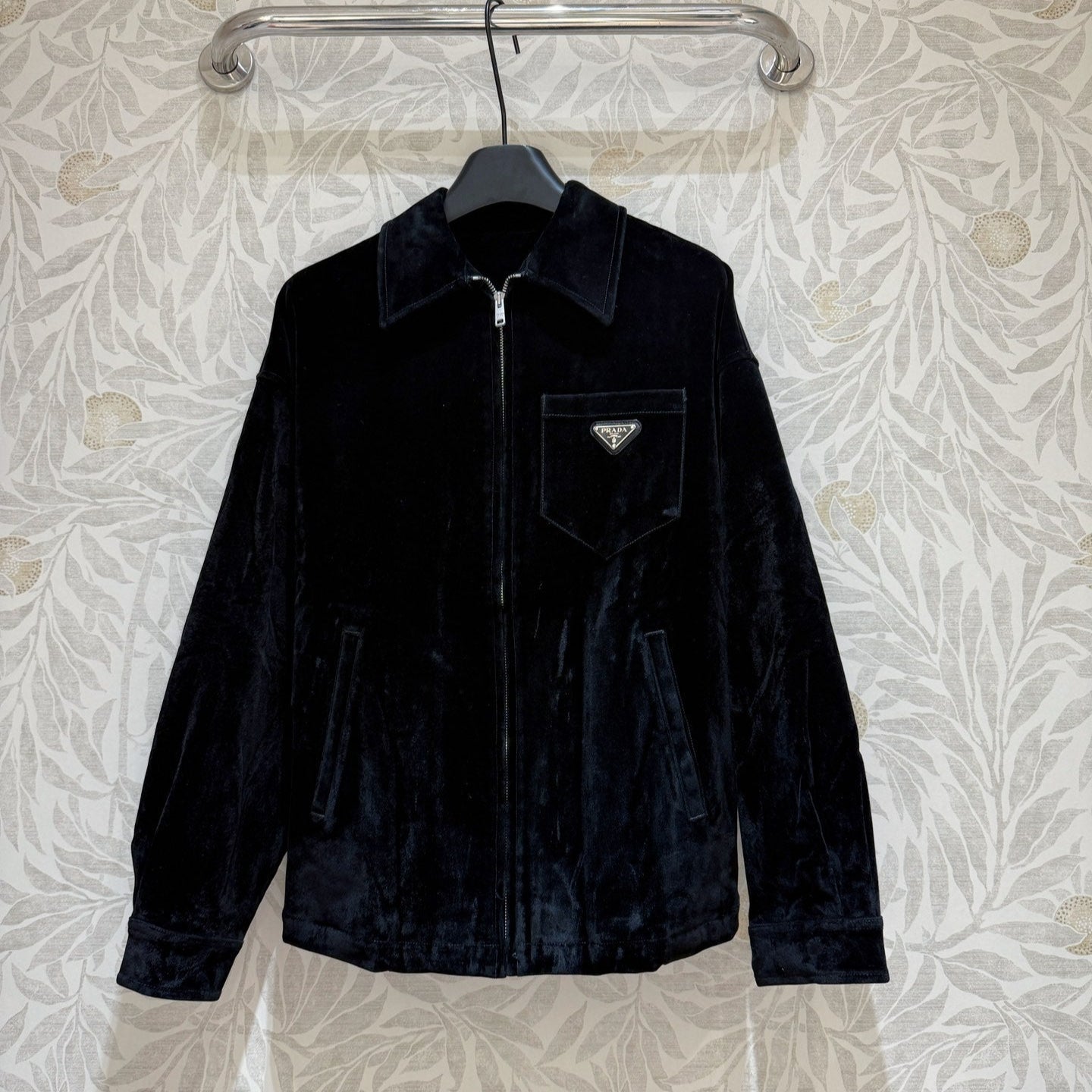 Prada Long Coat Black Velvet
