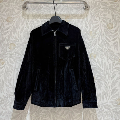 Prada Long Coat Black Velvet