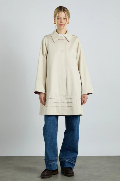 mercedes bow reversible trench - gingham & ecru