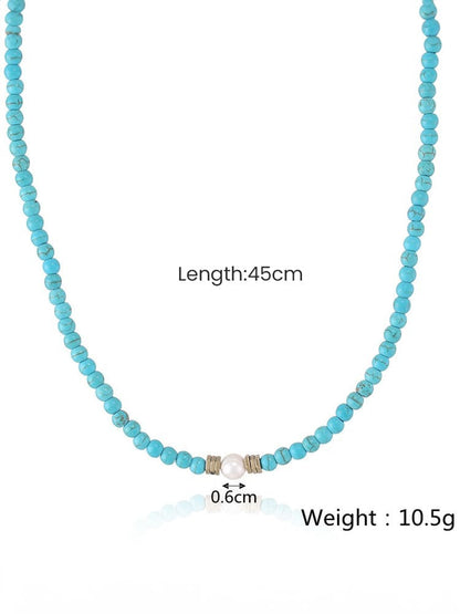 Collar de turquesa y perla 