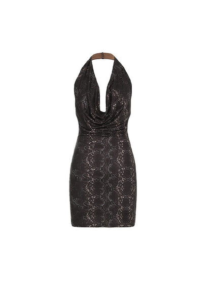 Brown Y2k Low-Cut Neckline Sexy Mini Dress