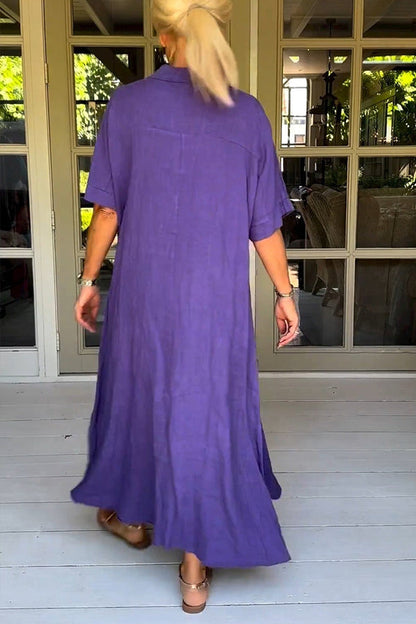 Vestido midi elegante, liso y de media manga