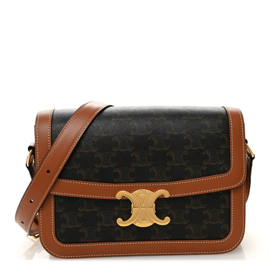 Triomphe Canvas Calfskin Medium Triomphe Bag Tan