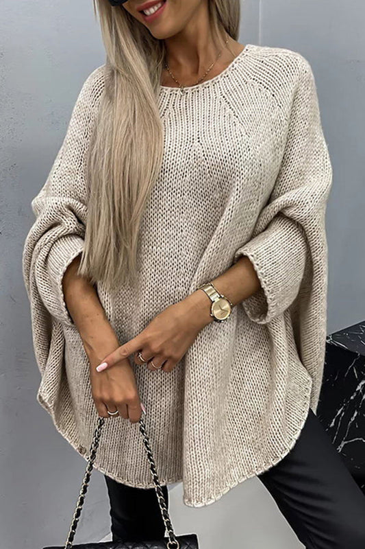 Suéter holgado tipo poncho de punto con cuello redondo Remember Me