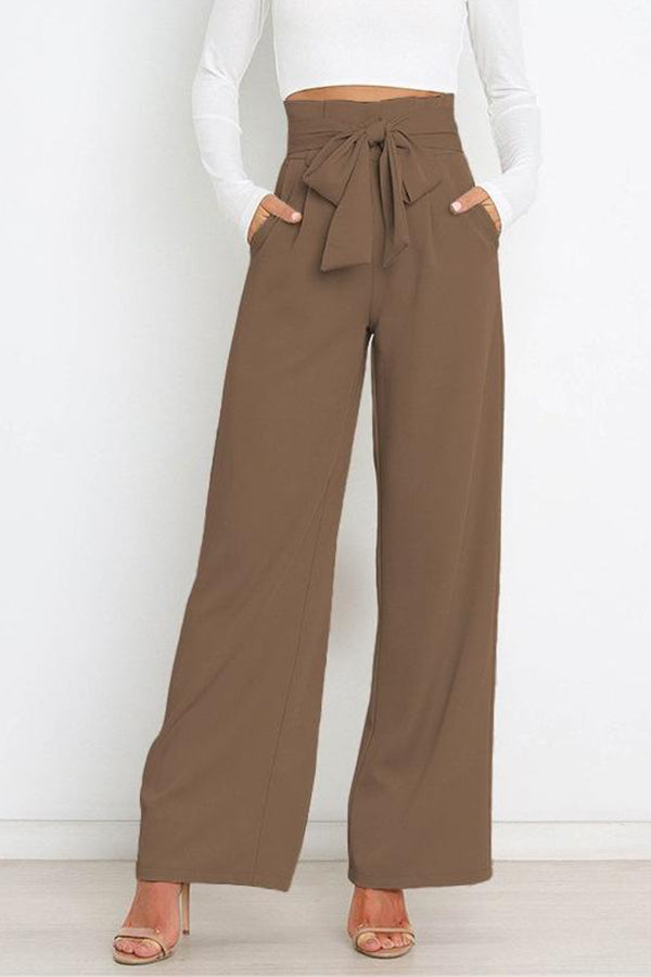 Pantalones casuales de pierna ancha que combinan con todo y con lazo.