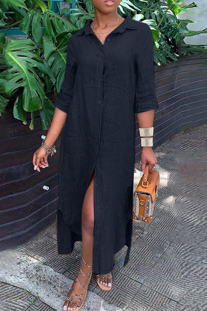 VESTIDO CON CUELLO CAMISA Y BOTONES