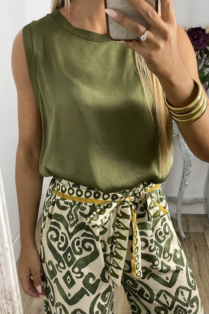 Pantalones con estampado tótem étnico y lazo en la cintura GALA