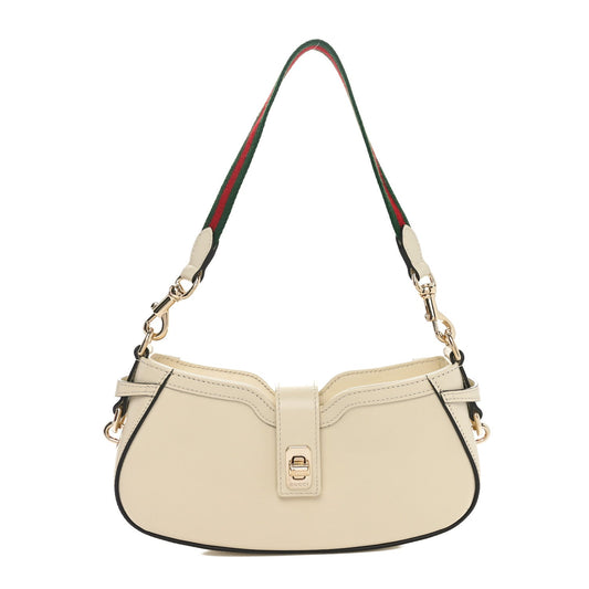 Calfskin Mini Moon Side Shoulder Bag Ivory