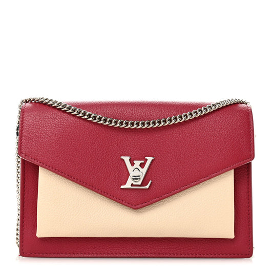 Calfskin My Lockme Chain Pochette Lie De Vin Etain Creme