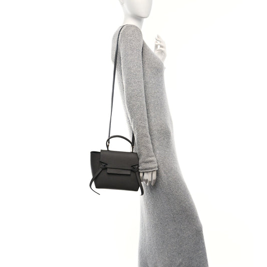 Grained Calfskin Nano Belt Bag Grey