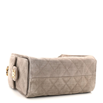 Suede Quilted Mini Chanel 25 Handbag Dark Grey