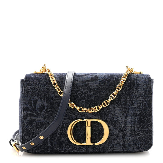 Denim Brocart Print Medium Caro Bag Blue