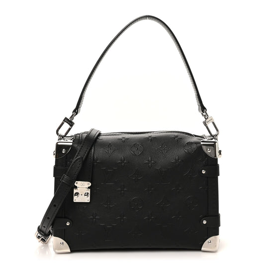 Calfskin Debossed Monogram Side Trunk Black