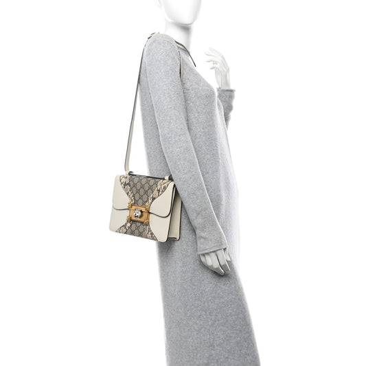 Nappa Elaphe GG Supreme Monogram Medium Osiride Shoulder Bag Mystic White Roccia Beige Ebony