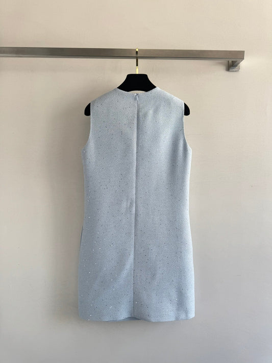 CC Sleeveless Dress Light Blue Viscose Silk Wool 352987