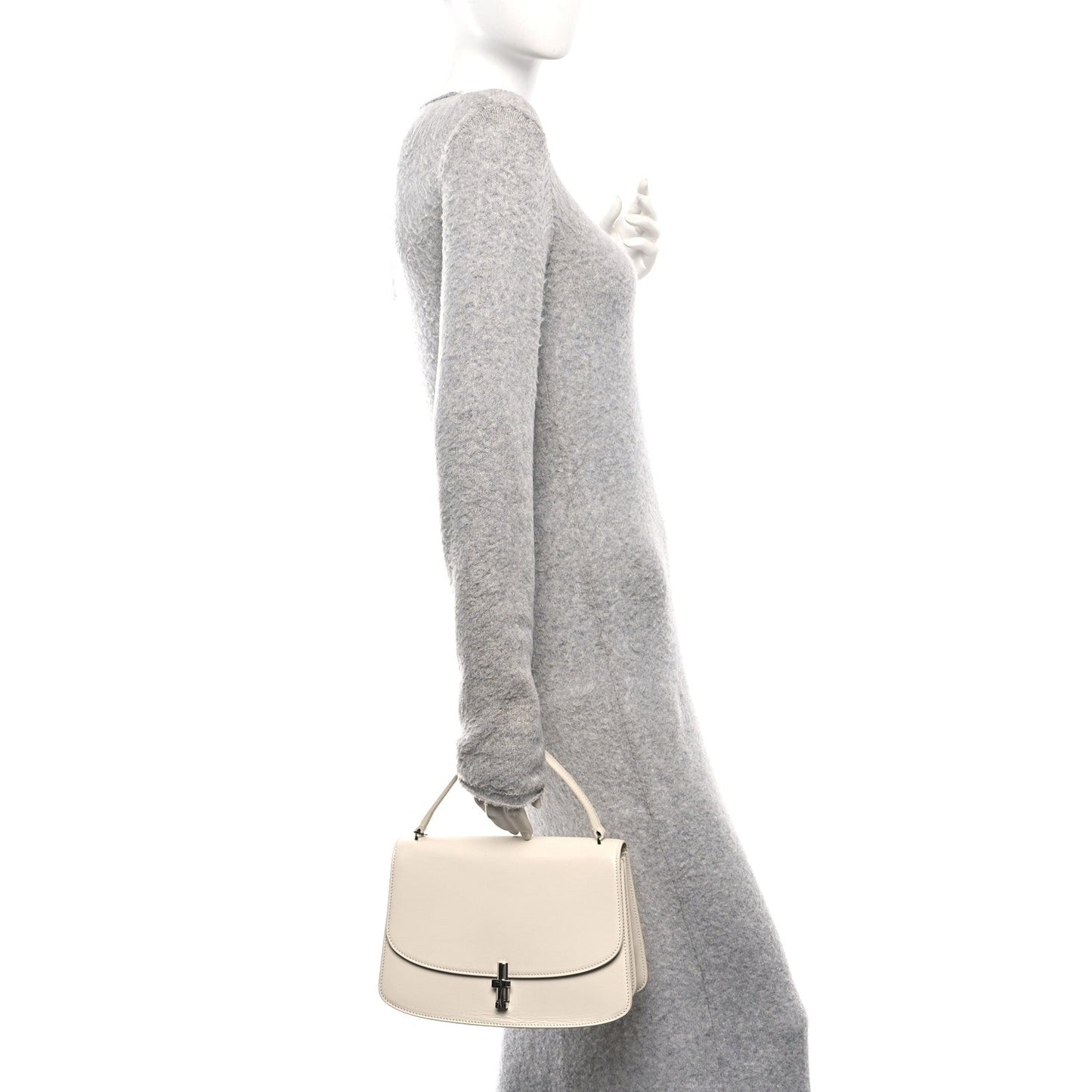 Sleek Calfskin The Sofia 10 Top Handle Ivory