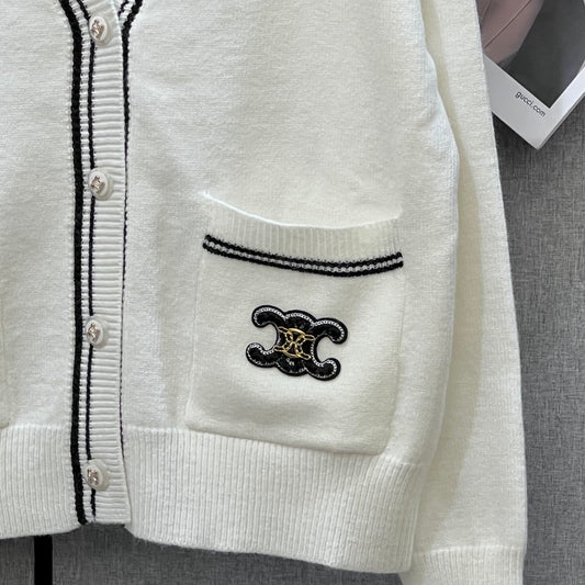 Celine 25 Cardigan White Wool 289190