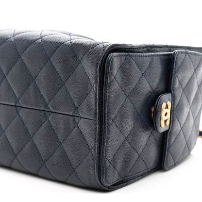 Caviar Quilted Small Chanel 25 Handbag Dark Navy