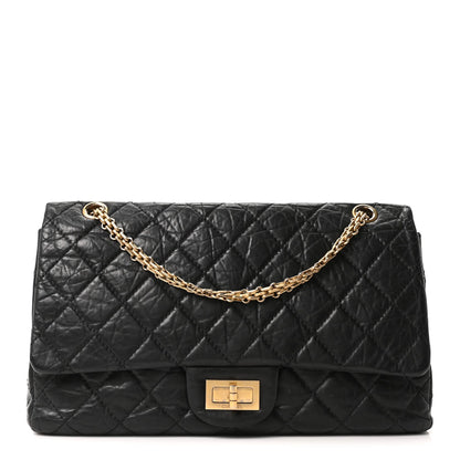 Aged Calfskin Quilted 2.55 Reissue 227 Flap Black
