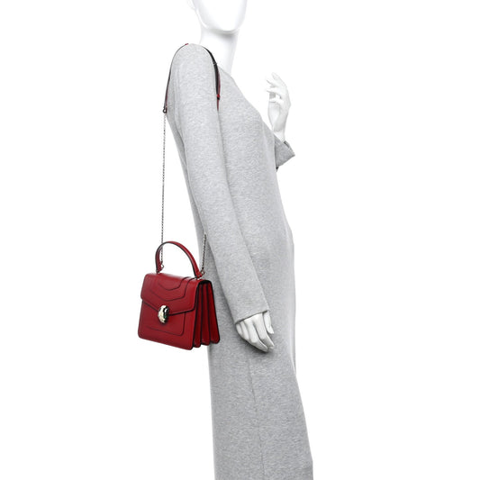 Calfskin Serpenti Forever Top Handle Red