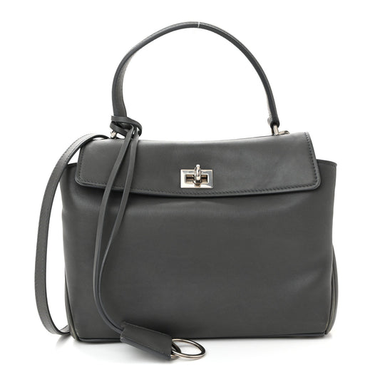 Natural Smooth Calfskin Mini Rodeo Top Handle Handbag Grey