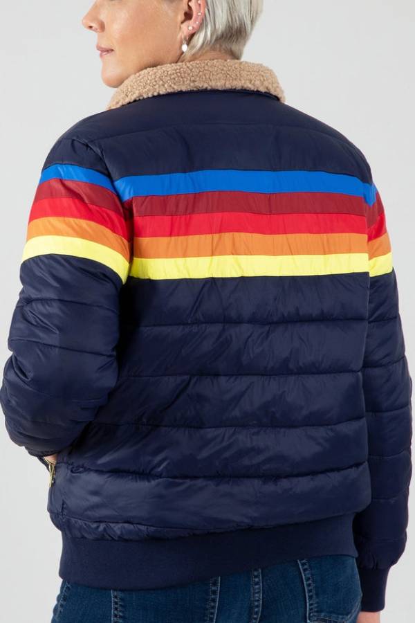 Chaqueta aislante de rayas retro Chasing Rainbows