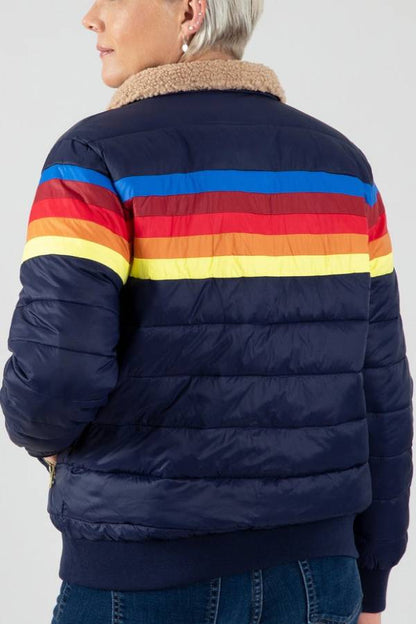 Chaqueta aislante de rayas retro Chasing Rainbows