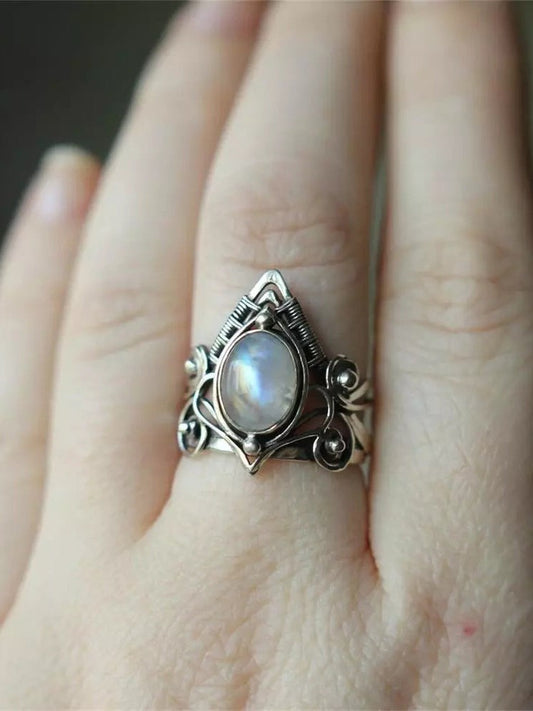 Anillo vintage de piedra lunar 